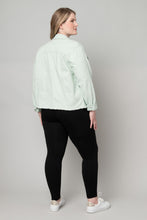 Mint Frayed Denim Jacket with Dyed to Match Buttons