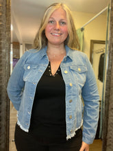 Light Wash Frayed Denim Jacket