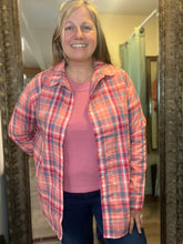 Pink Spring Plaid Button Down Top