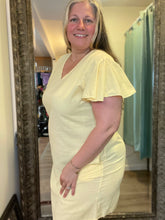 Flutter Sleeve V-neck Dress with Pockets