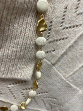 Gold & White Bead Long Necklace