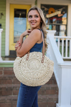 Cream Round Woven Wicker Bag