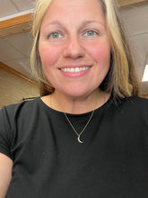 Crystal Crescent Moon Gold Necklace