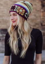 Yellow, Brown & Blue Crochet Beanie