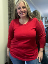 Red Lightweight Double Button Sweater