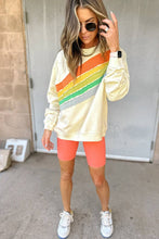 Rainbow Colorblock Striped Pullover Sweatshir