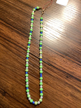 Green, Blue & Pearl Beaded Necklace