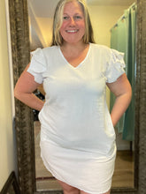 Flutter Sleeve V-neck Dress with Pockets