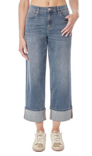 Medium Wash Wide Leg Roll Cuff Jean