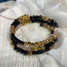 Midnight Rocker Bead & Gold Wrap Bracelet