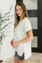 Basic Fade V-Neck Acid Wash Top in Sand Beige