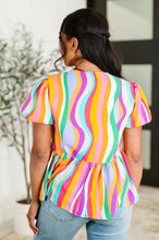 Chromatide Puff Sleeve Blouse in Mint/Orange