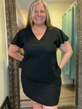 Flutter Sleeve V-neck Dress with Pockets