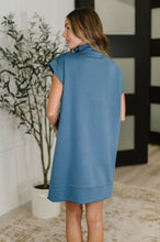 Easy Hustle High Neck Dress in Dusty Blue
