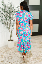 Fleurget Me Not Tiered Flutter Sleeve Dress in Aqua