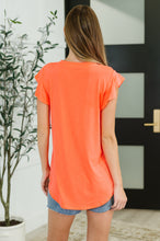 Flirtini Flutter Sleeve Top in Neon Coral