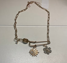 Gold Pin Charm Necklace