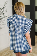 Garden at Goldenhour Flutter Sleeve Blouse in Blue