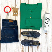 Harper Green Long Sleeve Henley