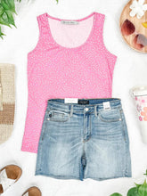 Luxe Crew Tank in Tiny Pink Leaf