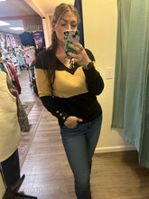 Sophisticated Black & Brown Long Sleeve Top