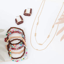 Burgundy & Rainbow Stetch Bracelet Set