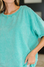 Just My Type Mineral Wash Relaxed Top in Turquoise