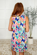 Lizzy Tank Dress in Teal and Pink Ikat