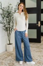 Lounge Line Wide Leg Sweats in Dusty Blue