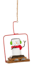Smores Snowman in Ski Lift Ornament