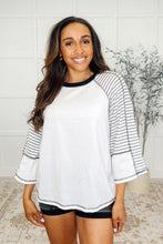 Preoccupied Striped Sleeve Top in Black