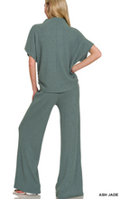 Sweater Mock Neck Short Sleeve Top & Pants Set