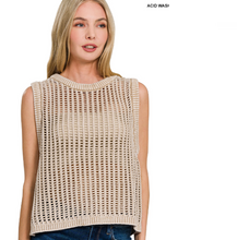 Light Mocha Fishnet Sweater Vest