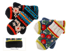 Knit Floral Wool Mittens