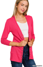 3/4 Sleeve Ribbed Snap Cardigan