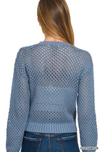 Open Crochet Button Cardigan Sweater