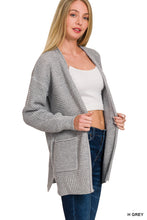 Waffle Open Cardigan with Pockets