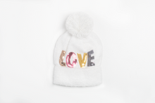 Sequin LOVE Knit Hat with a Pom
