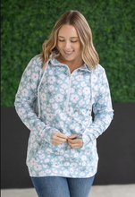 Green Floral Half Zip Sweatshirt