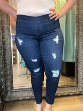 Pull On Distressed Skinny Jeans