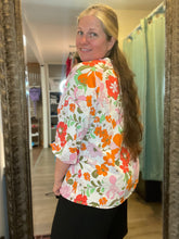 Retro Citrus Floral Print Blouse