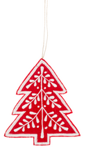 Red and White Embroidered Felt Ornaments
