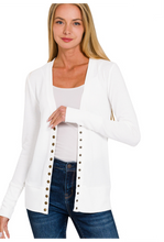 Off White Ribbed Snap Cardigan