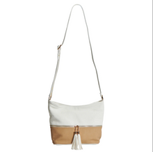 Cleo Taupe + White Colorblock Shoulder Bag