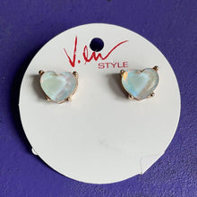 Glitter Heart Stud Earrings-Shop-Womens-Boutique-Clothing