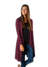 Maroon Stripe Waterfall Cardigan-Shop-Womens-Boutique-Clothing