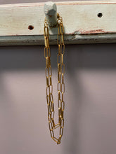 Gold Double Layer Paperclip Chain Necklace