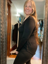 Black V neck Long Sleeve Tee