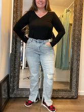 Silver Smoke Destroyed High Waist with Side Slit Hem Judy Blue Jeans