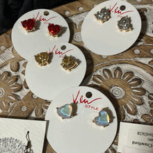 Glitter Heart Stud Earrings